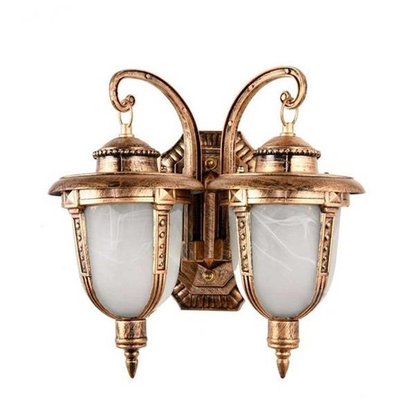 Ретро бронзова двойна глава външна стена светлина, непромокаема стенна лампа, лампа на верандата, външна маса