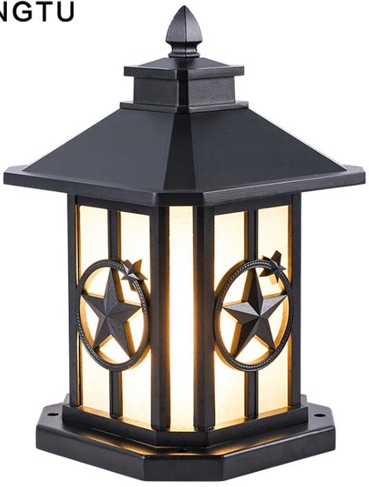 Външни Антики Лед Гейт Фенс Пост Garden Pillar Light Black Luminous